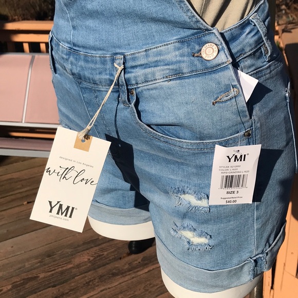 3/$25💜NWT YMI Jean shorts overalls - Picture 4 of 7